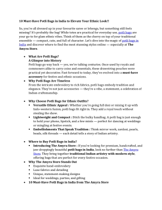 10 Must-Have Potli Bags in India to Elevate Your Ethnic Look!!