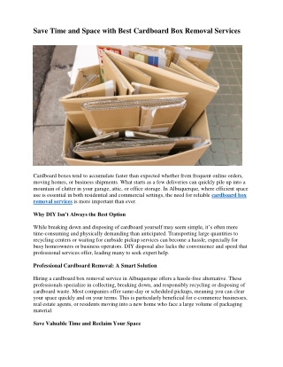 Save Time and Space with Best Cardboard Box Removal Services