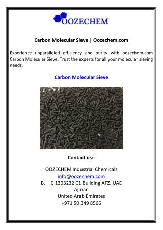 Carbon Molecular Sieve Oozechem.com