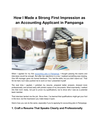 How I Made a Strong First Impression as an Accounting Applicant in Pampanga