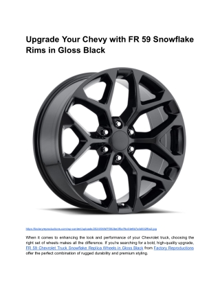 BLOG 1 _ Month 2 _ Upgrade Your Chevy with FR 59 Snowflake Rims in Gloss Black