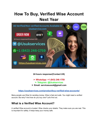 How To Buy, Verified Wise Account Next Year