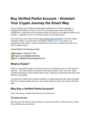Buy Verified Paxful Account – Kickstart Your Crypto Journey the Smart Way