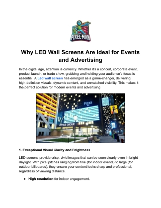 Why LED Wall Screens Are Ideal for Events and Advertising
