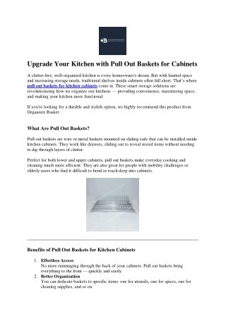 Best Pull Out Baskets for Kitchen Cabinets – Organizer Basket