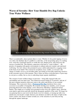 Waves of Serenity How Your Humble Dry Bag Unlocks True Water Wellness
