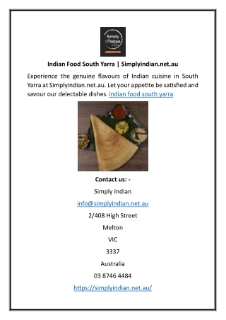 Indian Food South Yarra | Simplyindian.net.au