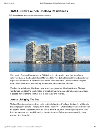 DAMAC New Launch Chelsea Residences - Avito Properties