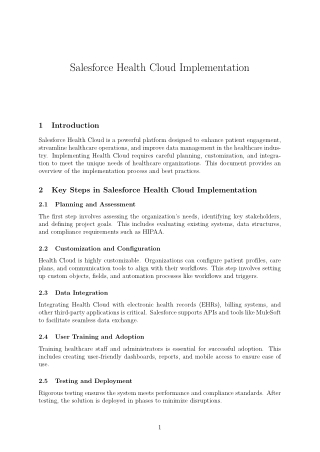 Salesforce Health Cloud Implementation