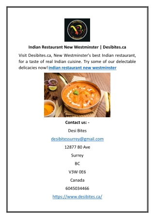Indian Restaurant New Westminster | Desibites.ca