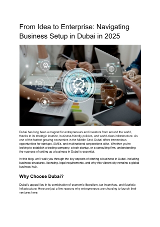 From Idea to Enterprise: Navigating Business Setup in Dubai in 2025