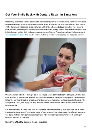 Get Your Smile Back with Denture Repair in Santa Ana