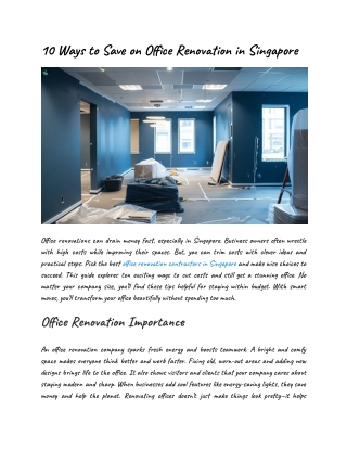 10 Ways to Save on Office Renovation in Singapore