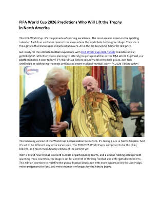 FIFA World Cup 2026 Predictions Who Will Lift the Trophy in North America