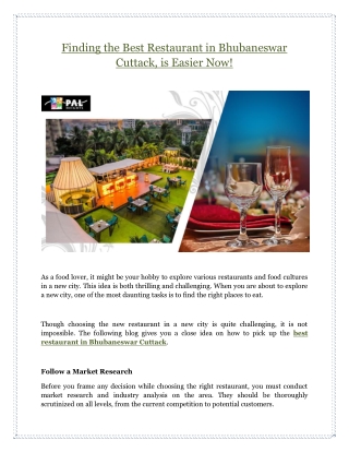 Finding the Best Restaurant in Bhubaneswar Cuttack, is Easier Now!
