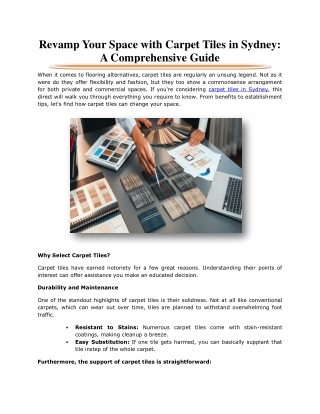 Revamp Your Space with Carpet Tiles in Sydney: A Comprehensive Guide