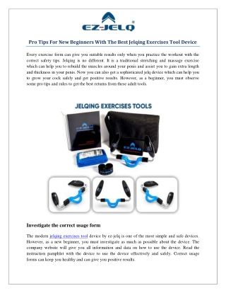 Pro Tips For New Beginners With The Best Jelqing Exercises Tool Device