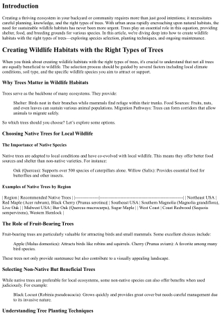 Creating Wildlife Habitats with the Right Types of Trees