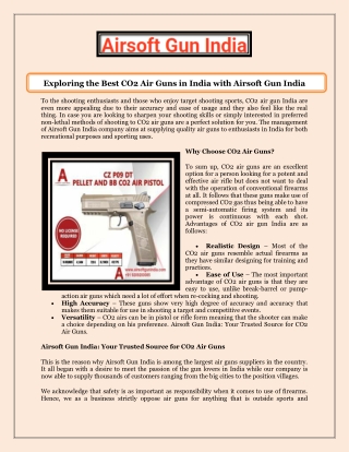 Exploring the Best CO2 Air Guns in India with Airsoft Gun India