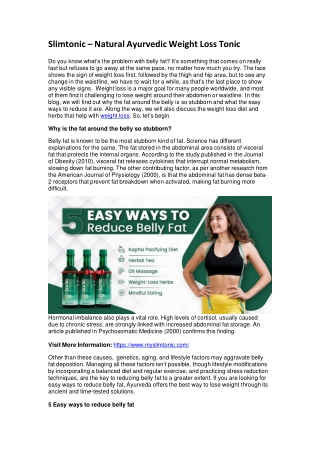 Slimtonic – Natural Ayurvedic Weight Loss Tonic