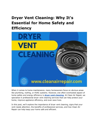 Dryer Vent Cleaning