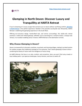 Glamping in North DevonDiscover Luxury and Tranquillity at HARTA Retreat