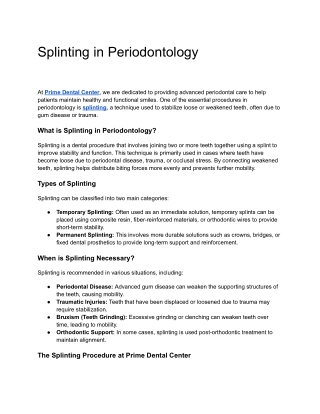 Splinting in Periodontology