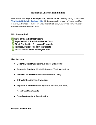 Top Dental Clinic In Banjara Hills