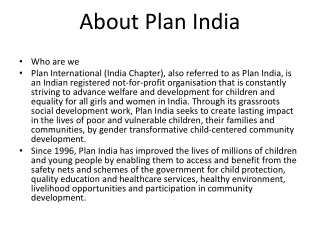 Plan India Child Centered Community Development