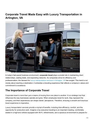 Corporate Travel Made Easy with Luxury Transportation in Arlington, VA