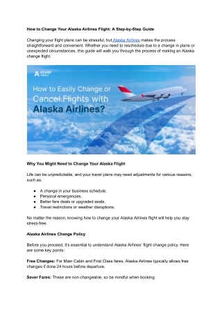 Alaska Change Flight Easy Steps and Tips