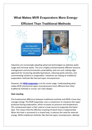 What Makes MVR Evaporators More Energy