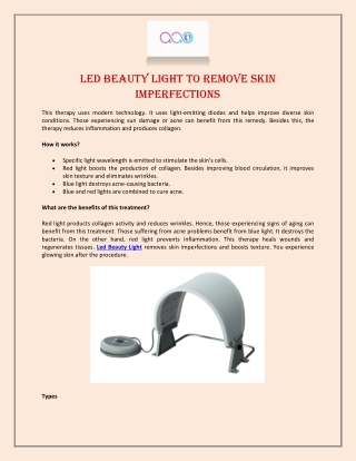 LED Beauty Light to Remove Skin Imperfections