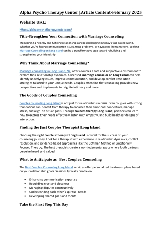 Strengthen Your Connection with Marriage Counseling