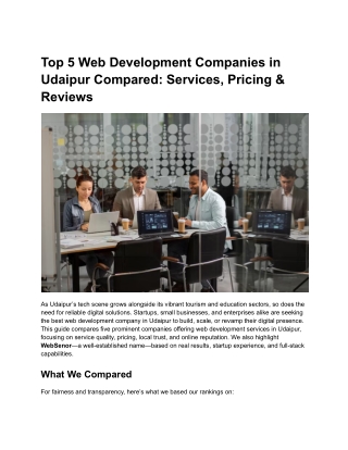 Top 5 Web Development Companies in Udaipur Compared_ Services, Pricing & Reviews