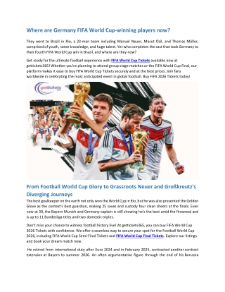 Where are Germany FIFA World Cup-winning players now
