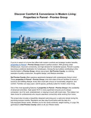 Discover Comfort & Convenience in Modern Living_ Properties in Panvel - Proviso Group