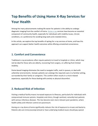 Top Benefits of Using Home X-Ray Services for Your Health