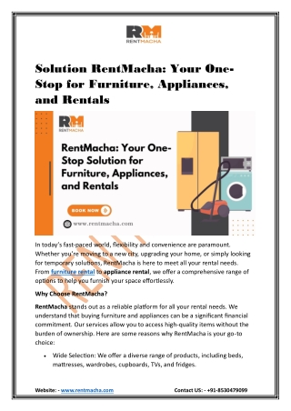 RentMacha Your One-Stop Solution for Furniture, Appliances, and Rentals