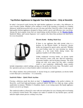 Top Kitchen Appliances to Upgrade Your Daily Routine – Only at StoreA2z