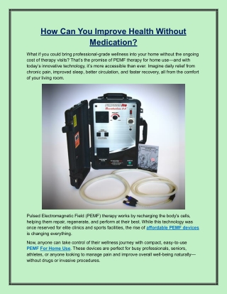 How Can You Improve Health Without Medication?