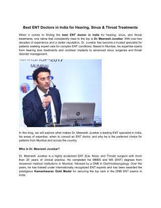 Best ENT Doctors in India for Hearing, Sinus & Throat Treatments