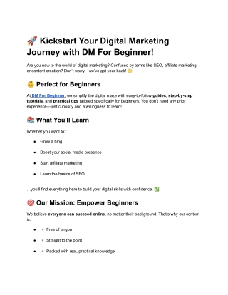 Kickstart Your Digital Marketing Journey with DM For Beginner