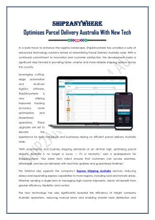Parcel Delivery Australia With New Tech