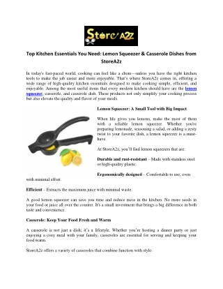 Top Kitchen Essentials You Need Lemon Squeezer  Casserole Dishes from StoreA2z