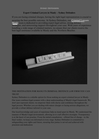 Criminal Lawyers Manly