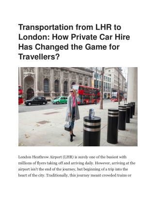 Reliable Transportation from LHR to London | Heathrow to London Transportation