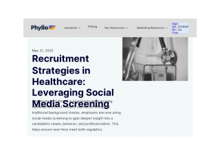 Recruitment Strategies in Healthcare: Leveraging Social Media Screening
