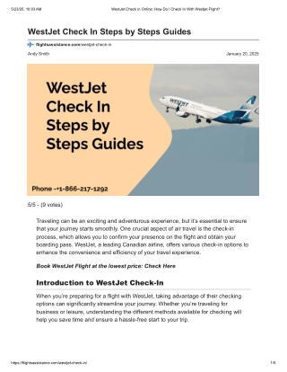 WestJet Check in Online_ How Do I Check In With Westjet Flight_