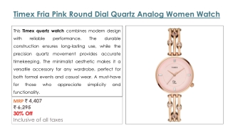 Timex Fria Pink Round Dial Quartz Analog Women Watch